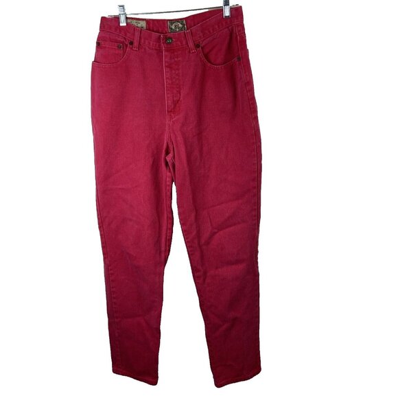 VTG 90s Express No 4 EXP Jeans Mom Jeans Womens Sz 13 Red Denim High Waist Rise - Picture 1 of 10